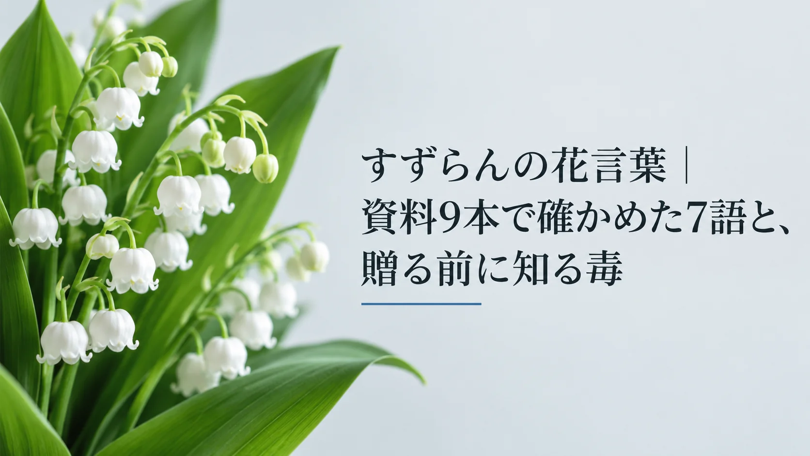 すずらんの花言葉｜資料9本で確かめた7語と、贈る前に知る毒